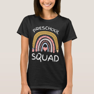 Camiseta Esquadrão de pré-escola masculino fofo retrô volta