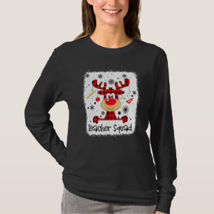 Camiseta Esquadrão de Professores Fofo Xadrez Vermelho Rena