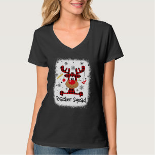 Camiseta Esquadrão de Professores Fofo Xadrez Vermelho Rena