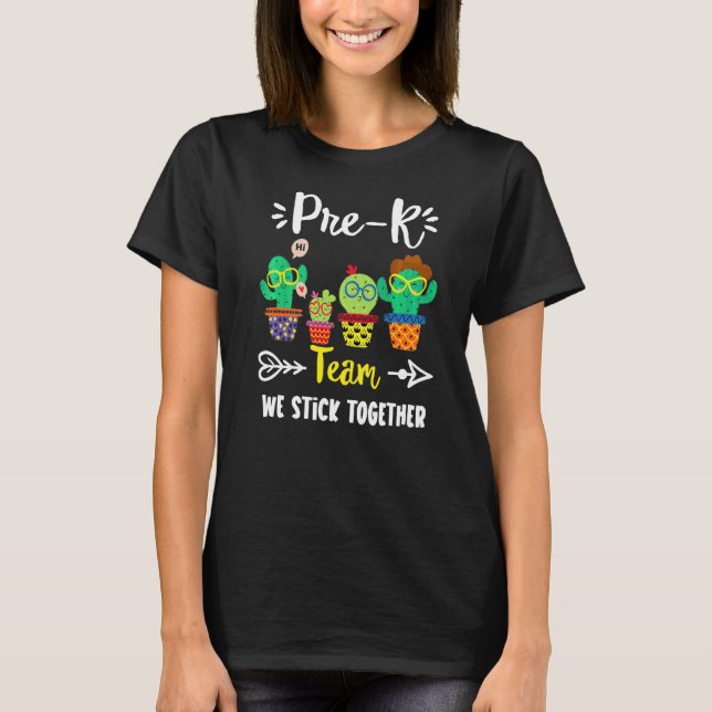 Camiseta Esquadrão de Professores Pré-K da Escola de Cactus (Frente)