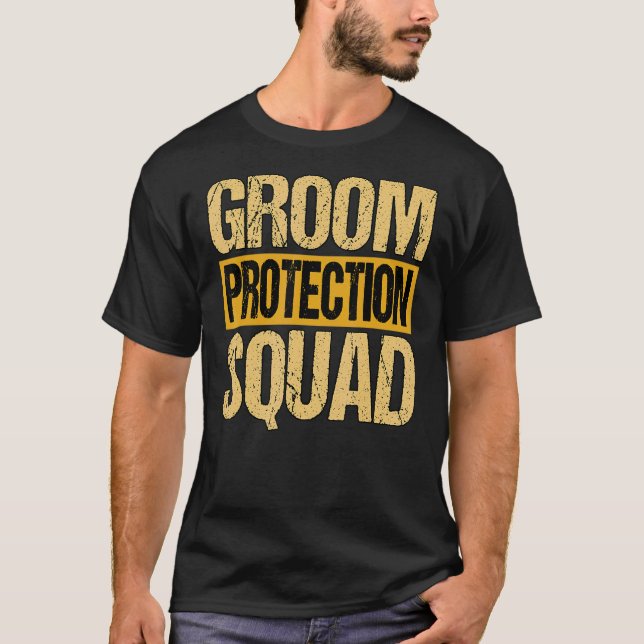 Camiseta Esquadrão de Proteção do Noivo Festa de Despedida  (Frente)