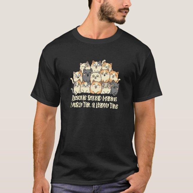 Camiseta Esquadrão de Resgate de Gatos Design de Cauda Feli (Frente)
