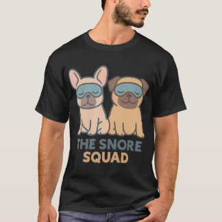 Camiseta Esquadrão de Ronco Bulldog Francês e Pug Dormindo