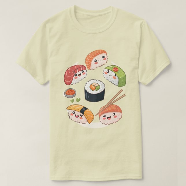 Camiseta Esquadrão de Sushi Roll: Caracteres T- (Frente do Design)