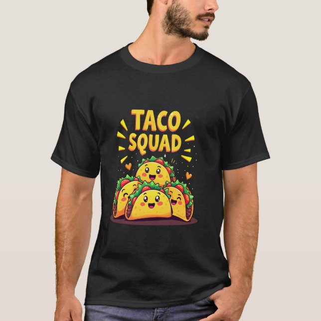 Camiseta Esquadrão de Taco Engraçado Fiesta de Comida Mexic (Frente)
