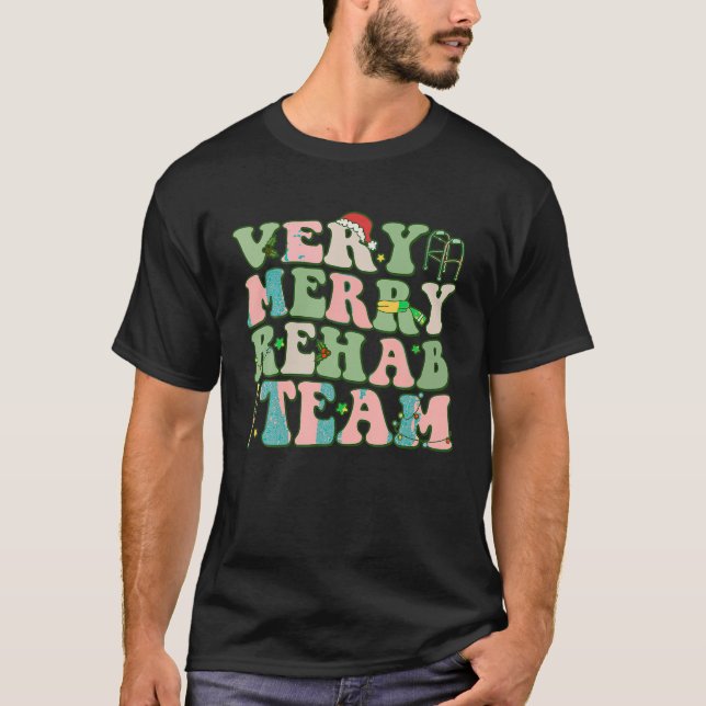 Camiseta Esquadrão de Terapia Xmas da Equipe de Reabilitaçã (Frente)