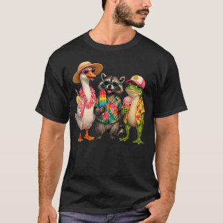 Camiseta Esquadrão de Verão Ganso Guaxinim Sapo Divertido F