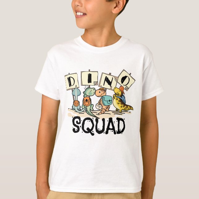 Camiseta Esquadrão Dino: De Volta à Aventura Escolar para C (Frente)