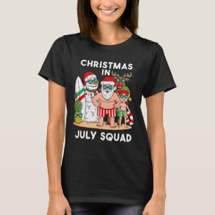 Camiseta Esquadrão do Natal em Julho Papai Noel e Amigos Ga
