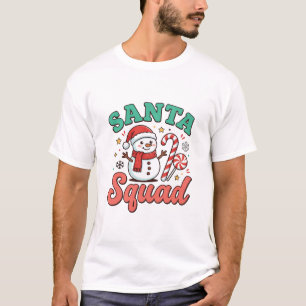Camiseta Esquadrão do Papai Noel Design de Boneco de Neve d
