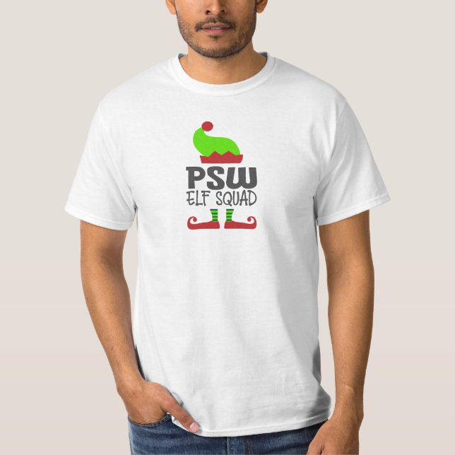 Camiseta Esquadrão Elf PSW de Natal, Trabalhador de suporte (Frente)