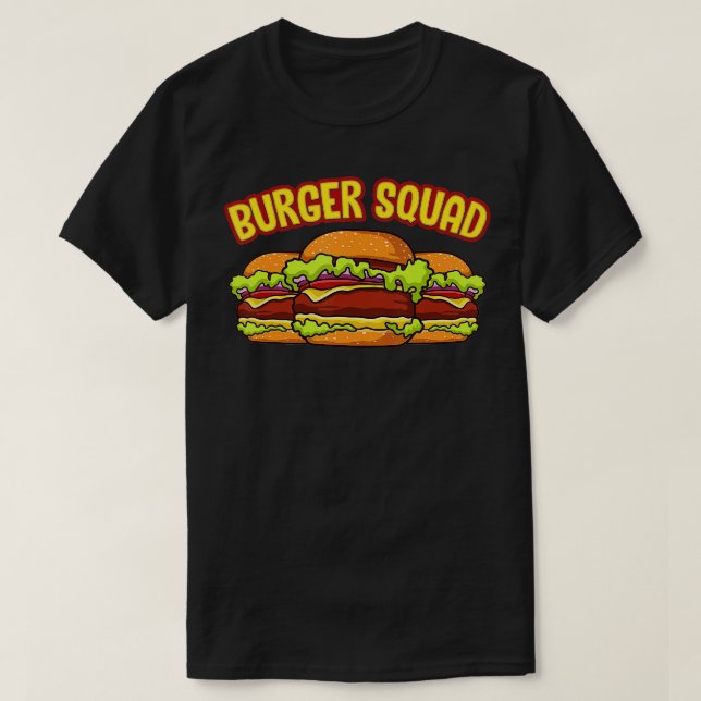 Camiseta Esquadrão Engraçado Burger Cheeseburger Hamburger  (Frente do Design)