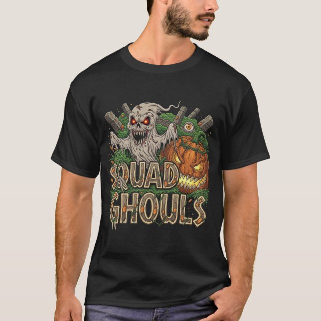 Camiseta Esquadrão Ghouls Halloween Graveyard Horror (Frente)