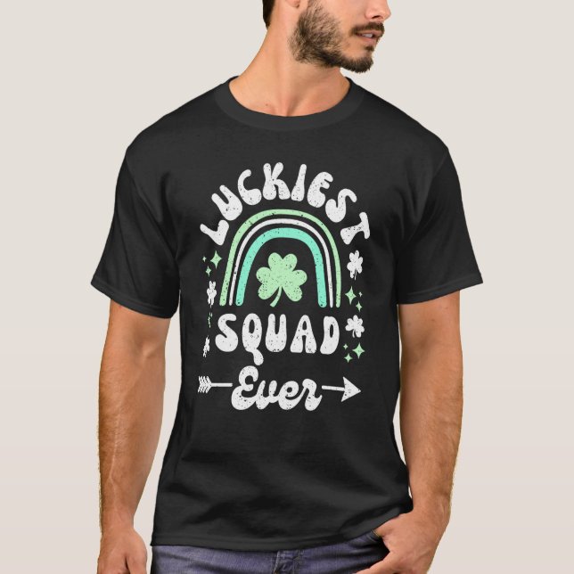 Camiseta Esquadrão Mais Sortudo de Todos Vamos Ficar Bêbado (Frente)