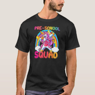 Camiseta Esquadrão Pré-Escolar Dabbing Unicorn volta para a