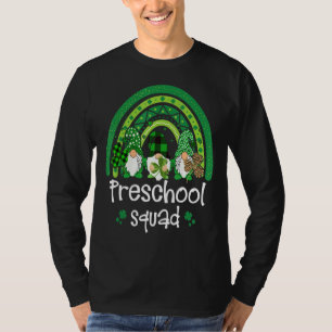 Camiseta Esquadrão Pré-Escolar Rainbow Gnomo Happy St Patri