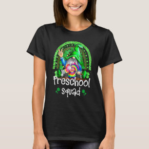Camiseta Esquadrão Pré-Escolar Rainbow Gnomo Happy St Patri