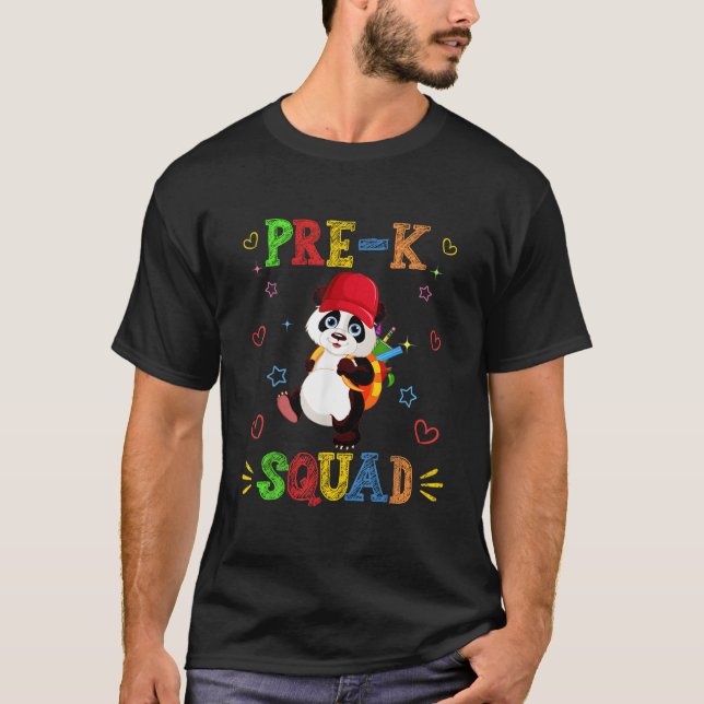 Camiseta Esquadrão Pré-K Panda Volta às Aulas (Frente)