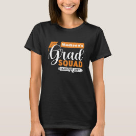 Camiseta Esquadrão Preto de Formando de Texto Branco e Lara