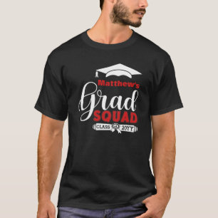 Camiseta Esquadrão Preto de Graduação de Texto Branco e