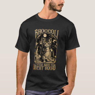 Camiseta Esquadrão Quest Brócolis Amante de Gato Divertido