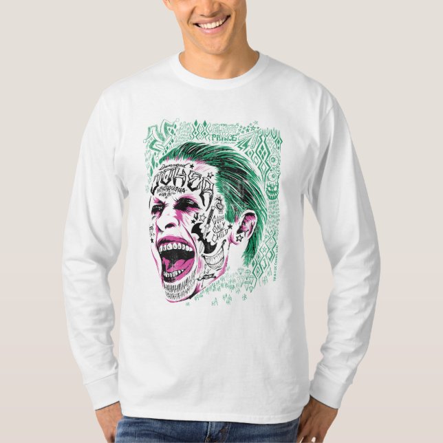 Camiseta Esquadrão Suicida | Desenho Da Cabeça De Joker Rid (Frente)