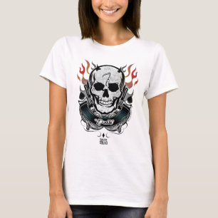 Camiseta Esquadrão Suicida   Diablo Skull & Flames Tattoo 