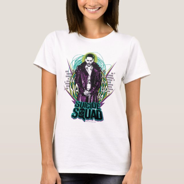 Camiseta Esquadrão Suicida | Gráfico do Joker Retro Rock (Frente)