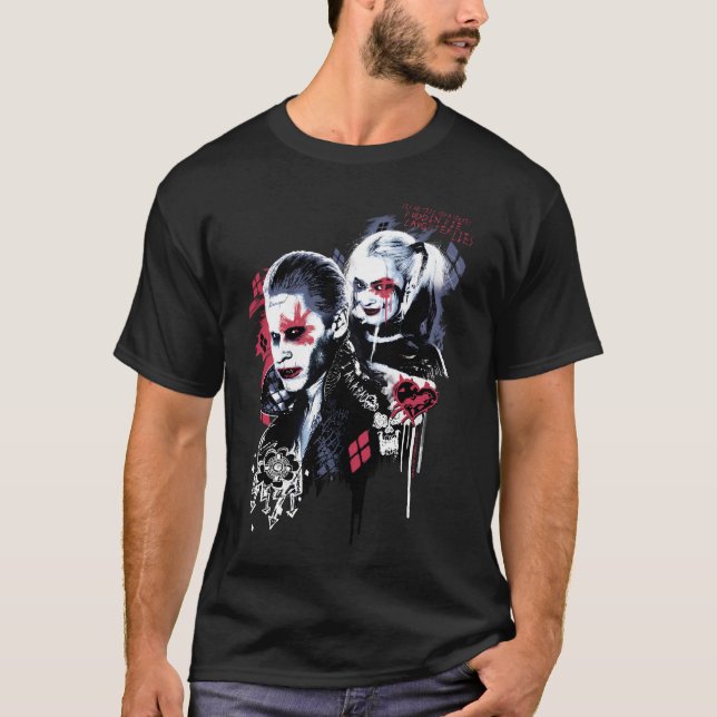 Camiseta Esquadrão Suicida | Joker & Harley Painted Grafite (Frente)
