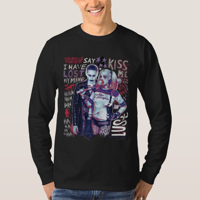 Camiseta Esquadrão Suicida | Tipografia do Joker & Harley (Frente)