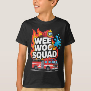 Camiseta Esquadrão Wee Woo Design Divertido de Bombeiro