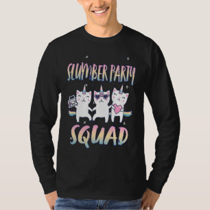 Camiseta Esquadrilha Fofa da Festa do Sono 3 gatos unicórni