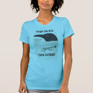 Camiseta Esqueça a caixa - pense fora, corvo do vintage