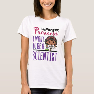 Camiseta Esqueça a Princesa Cientista Menina Americana Afri
