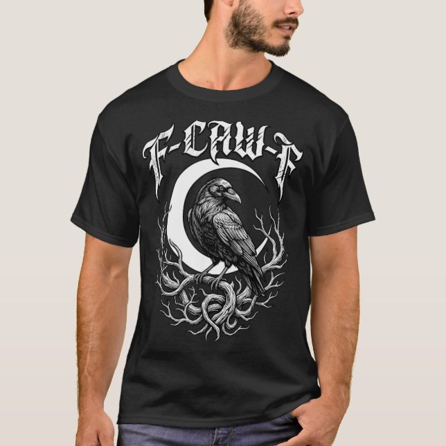 Camiseta Esqueça Corvo Lua Gótica Divertida Assustadora (Frente)
