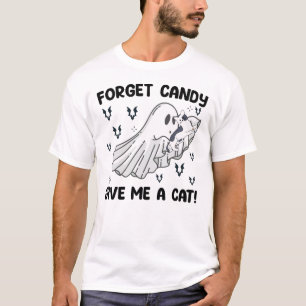 Camiseta Esqueça Doce Me Dê Um Gato Dia Das Bruxas