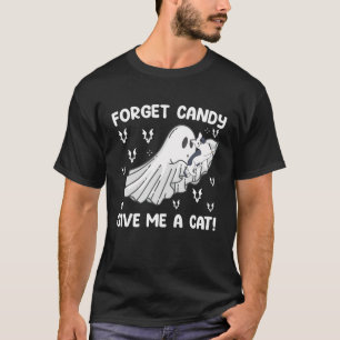 Camiseta Esqueça Doce Me Dê Um Gato Halloween