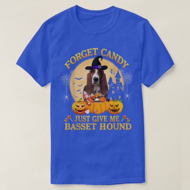 Camiseta Esquece, Candy, Dá-Me O Basset Hound Pumpkin Hal (Frente do Design)