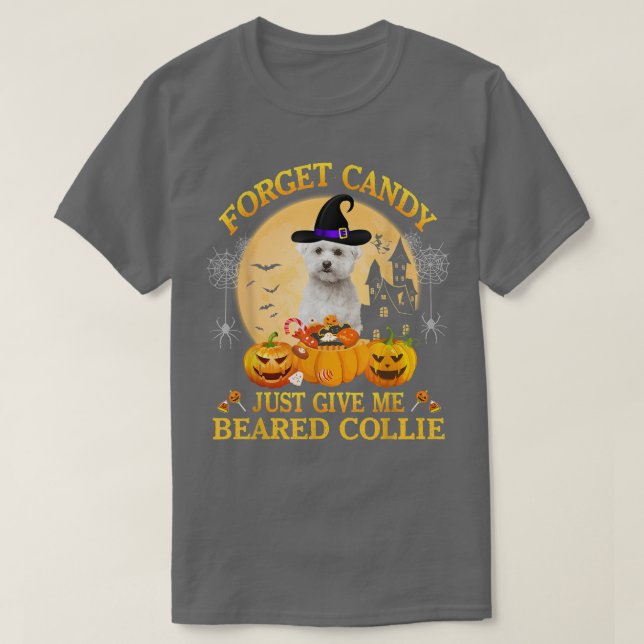 Camiseta Esquece O Candy Dá-Me Bichon Frise Pumpkin Hal (Frente do Design)