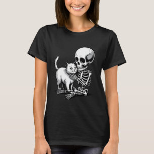 Camiseta Esqueleto Abraçando Um Gatinho Fofo Meninos Crianç