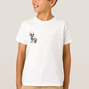 Camiseta Esqueleto Alegre Regando Flores de Margarida Crian