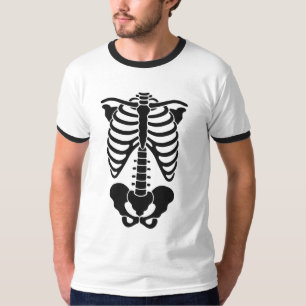 Camiseta Esqueleto Anatômico Vintage Gráfico Gótico da Caix