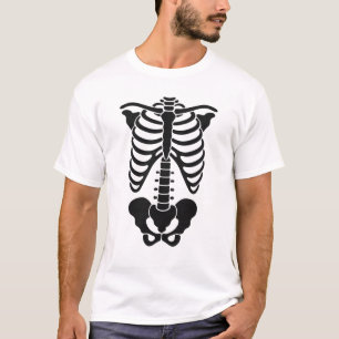Camiseta Esqueleto Anatômico Vintage Gráfico Gótico da Caix