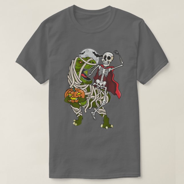 Camiseta Esqueleto Andando Mamã Dinossauro Halloween T Re P (Frente do Design)
