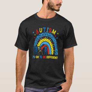 Camiseta Esqueleto Arco-íris É Okay Ser Diferente Autismo