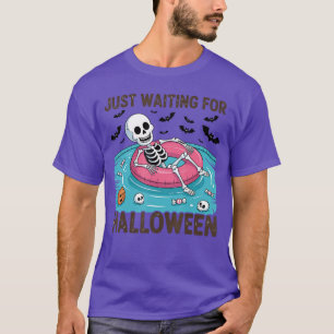 Camiseta Esqueleto Assustador de Verão Apenas Esperando pel