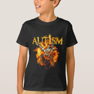 Camiseta Esqueleto Autismo Armas Engraçado Fogo Ossos Assus