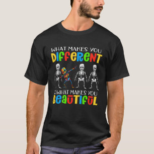 Camiseta Esqueleto Autismo Peça Quebra-Cabeça Esqueleto Con