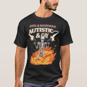 Camiseta Esqueleto Autista e Gay Divertido Conscientização 