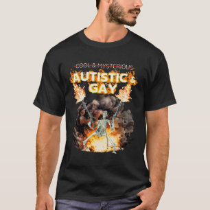 Camiseta Esqueleto Autista e Gay Maldito Meme de Autismo